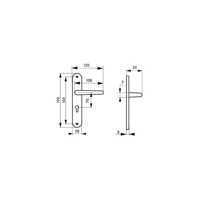 THIRARD - Ensemble de poignées pour porte d'entrée Vesta trou de cylindre, carré 7mm, entr'axes 165mm, nickelé satiné 1