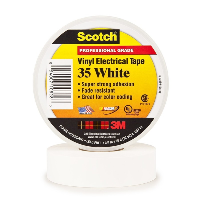 Ruban Isolant Électrique Scotch 35 - Blanc - 20 M X 19 Mm - 3m