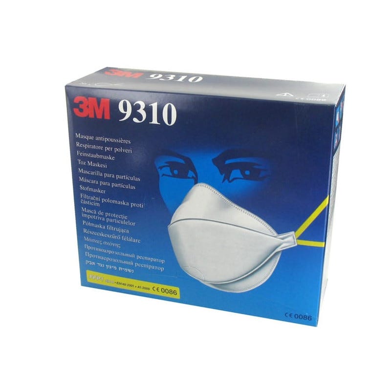 Masque 3M 9310 anti-poussières pliable FFP1 sans soupape x 20 4