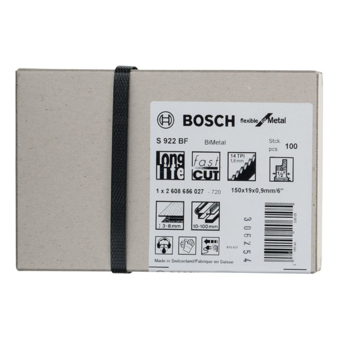 Lame de scie sabre pour métal, coupe droite fine, Réf. Bosch : S 922 BF, Qualité de lame de scie BiM, Long. totale 150 mm, Pas de dents : 1,8 mm 4