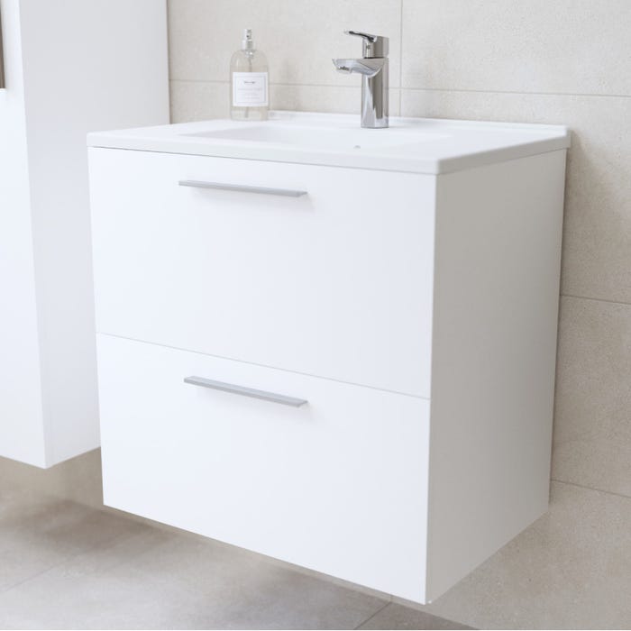 Vitra Mia ensemble meuble 59x61x39,5 cm avec miroir, lavabo et éclairage LED, Blanc brillant (MIASET60B) 2