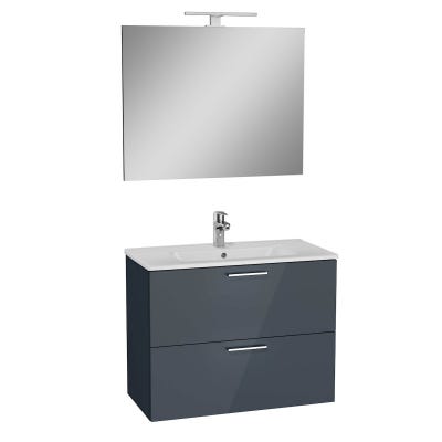 Vitra Mia ensemble meuble 79x61x39,5 cm avec miroir, lavabo et éclairage LED, Anthracite brillant (MIASET80A) 3