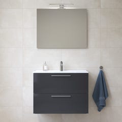 Vitra Mia Meuble 79x61x39,5 cm pour salle de bain avec miroir, lavabo et éclairage LED, Anthracite brillant (MIASET80A)