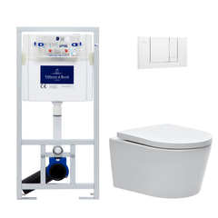 Villeroy & Boch Pack WC Bâti-support + WC Swiss Aqua Technologies sans bride et fixations invisibles + Plaque blanche (ViConnectSATrimless-2) 0