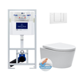 Villeroy & Boch Pack WC Bâti-support + WC Swiss Aqua Technologies sans bride et fixations invisibles + Plaque blanche (ViConnectSATrimless-2)