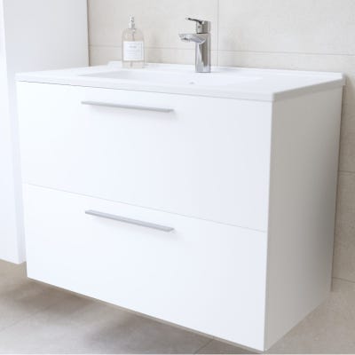 Vitra Mia ensemble meuble 79x61x39,5 cm avec miroir, lavabo et éclairage LED, Blanc brillant (MIASET80B) 2