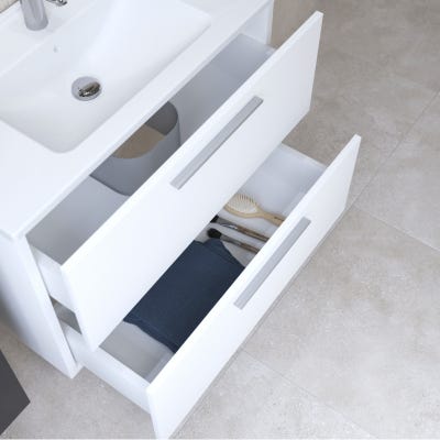 Vitra Mia ensemble meuble 79x61x39,5 cm avec miroir, lavabo et éclairage LED, Blanc brillant (MIASET80B) 1