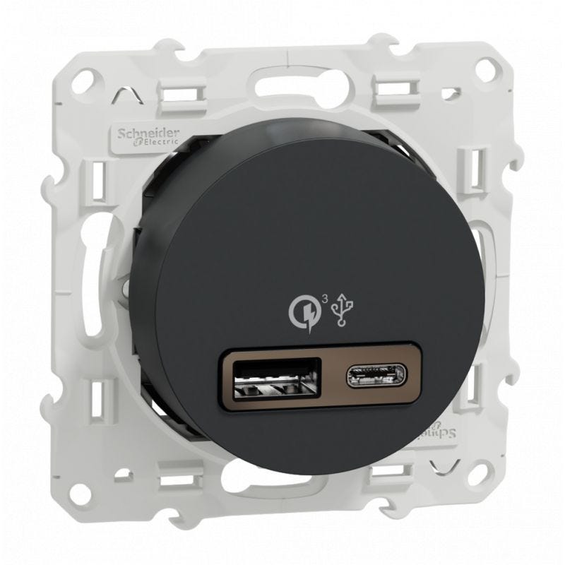 Odace - prise USB double - charge rapide - type A+C - anthracite - 18W - 3,4A - S540219 1