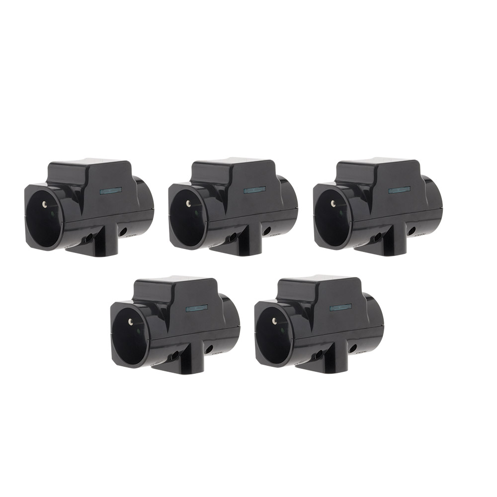 Lot de 5 triplites parafoudre 2x 16A 2P+T + 1x6A 2P - Noir