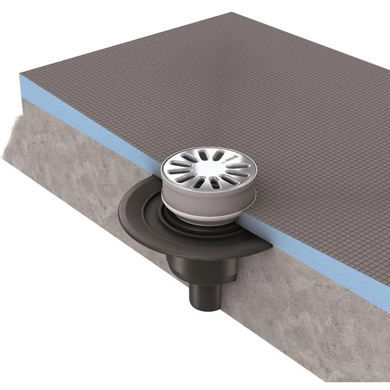 Vidage Wedi Fundo écoulement 1 point vertical grille inox ronde DN50