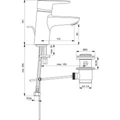 Ideal Standard - Mitigeur lavabo monotrou CONNECT bec fixe chromé tirette et bonde polypropylène - B0176AA Ideal standard 1