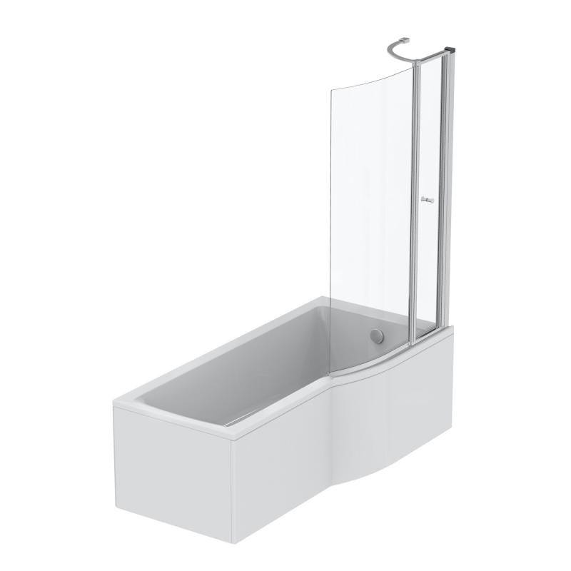 Ideal Standard - Pare-bain courbe avec volet mobile 142 cm verre transparent chromés - Connect Air Ideal standard 1