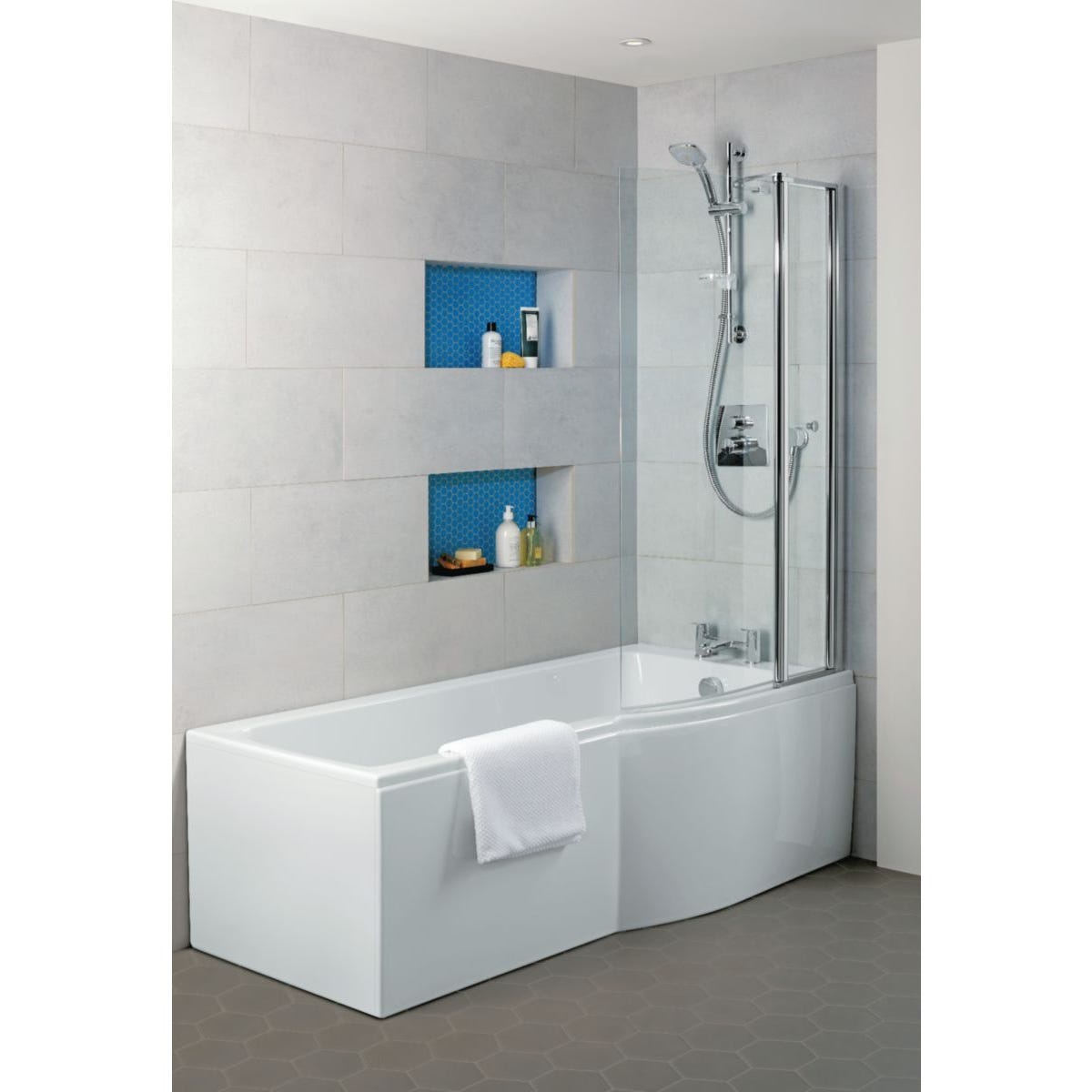 Ideal Standard - Pare-bain courbe avec volet mobile 142 cm verre transparent chromés - Connect Air Ideal standard 4