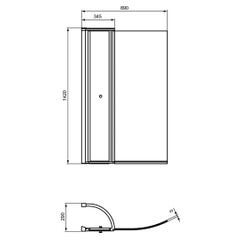 Ideal Standard - Pare-bain courbe avec volet mobile 142 cm verre transparent chromés - Connect Air Ideal standard 2