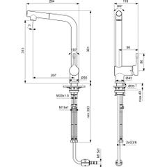 Ideal Standard - Mitigeur évier L 1 jet CERALOOK bec orientable chromé - BC176AA Ideal standard 1