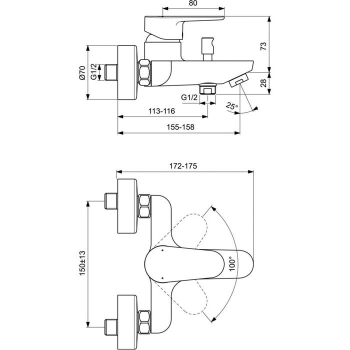 Ideal Standard - Mitigeur bain-douche mural KHEOPS noir - D2540U4 Ideal standard 1