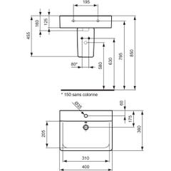 Ideal Standard - Lave-mains Connect 40 x 36 cm blanc - E713701 Ideal standard 1