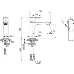 Ideal Standard - Mitigeur lavabo grande monotrou sans vidage ni tirette H 170 mm chrome - Connect Air Ideal standard 1
