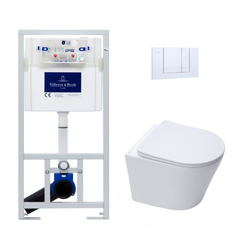 Villeroy & Boch Pack WC Bâti-support + WC Swiss Aqua Technologies sans bride et fixations invisibles + Plaque chrome 0