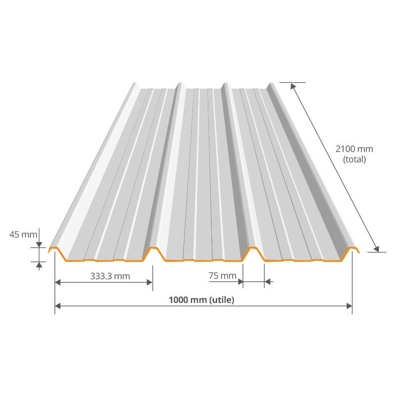 Tôle bac acier 0.50 mm couverture métallique 2100x1000 mm AXEL LIGHT® | Gris Anthracite | RAL 7016 2