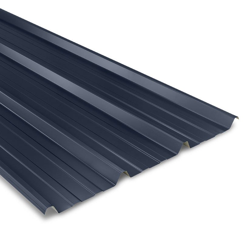 Tôle bac acier 0.63 mm couverture métallique 2100x1000 mm AXEL® | Bleu Ardoise | RAL 5008 0