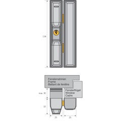 Verrouillage à cylindre pour baie coulissante FTS 88 blanc - ABUS - FTS88 W KD EK 3