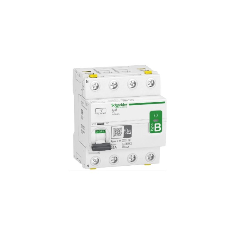 Interrupteur différentiel 25A Acti9 iID - Type B-SI - 4 pôles - 300mA - 400V - CA