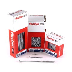 Fischer Power-Fast II FPF II Vis à bois aggloméré 6,0x260 mm, 25 pcs., tête fraisée, empreinte Torx, filetage partiel, zingué et passivé bleu ( 670470 0