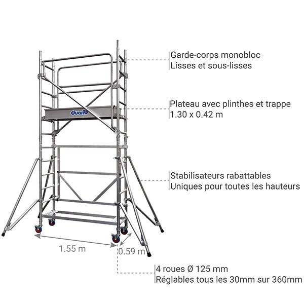 Echafaudage pour escalier - Hauteur de travail maximale 6.30m - 7014051 5