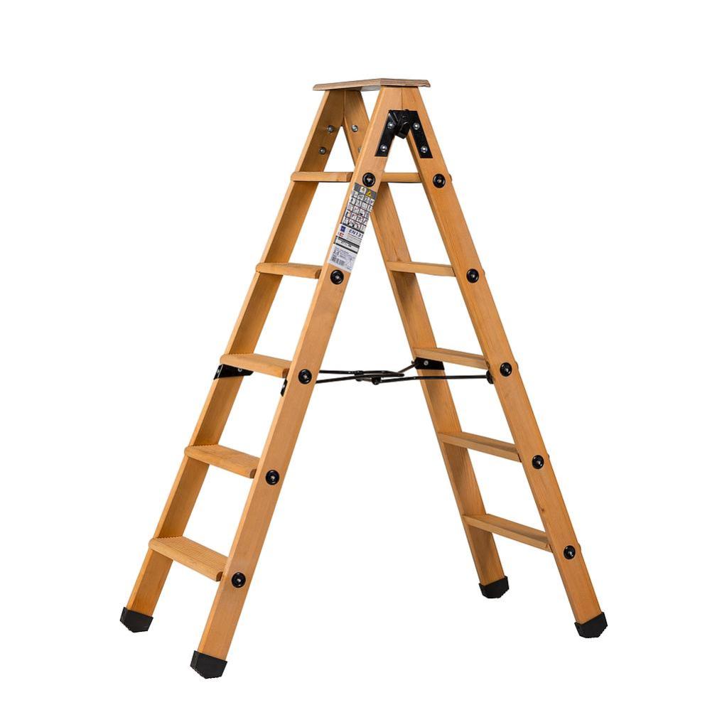 Centaure - Escabeau double accès bois 2x5 marches + tablette