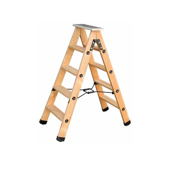 Escabeau double accès bois 2x4 marches + tablette CENTAURE - 483604