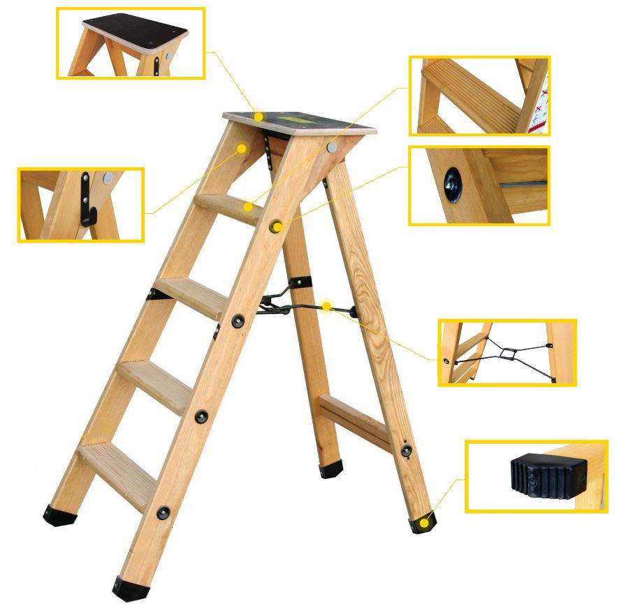 Escabeau Lyonnais bois 3 marches + tablette CENTAURE - 483203