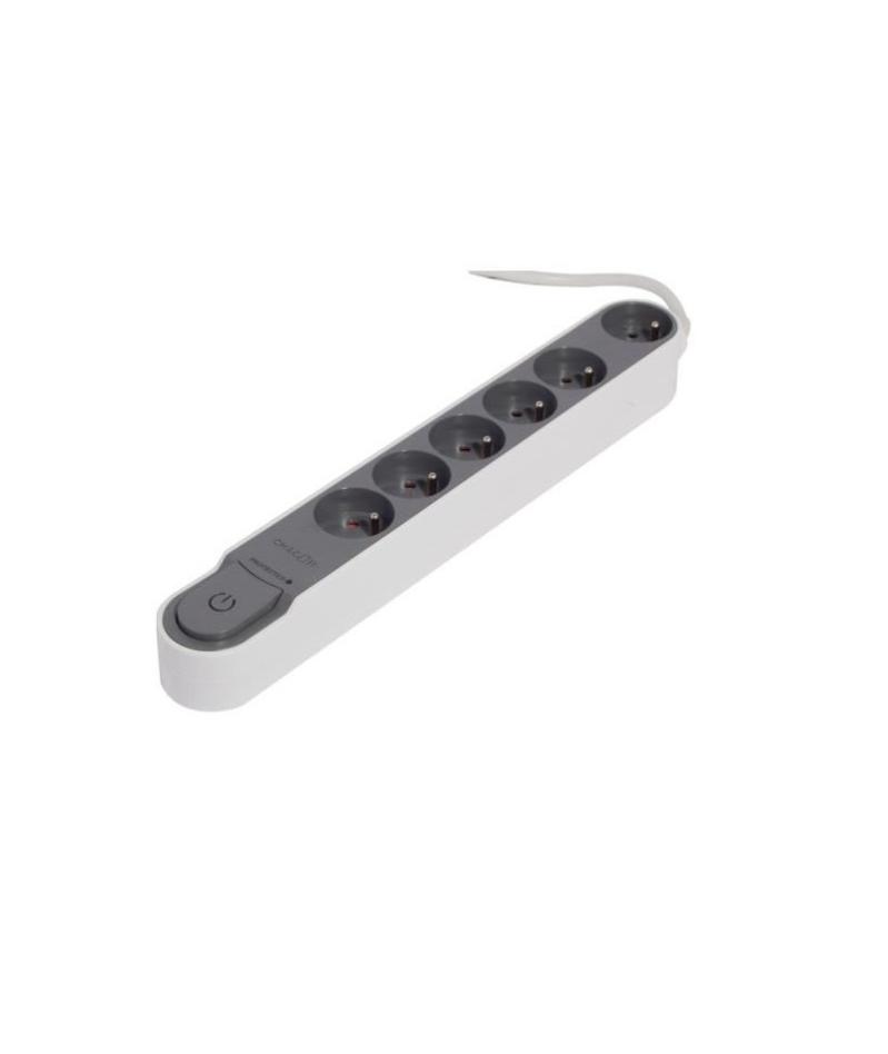 CHACON Bloc multiprise parafoudre avec interrupteur 6 prises 16A 1,5m gris