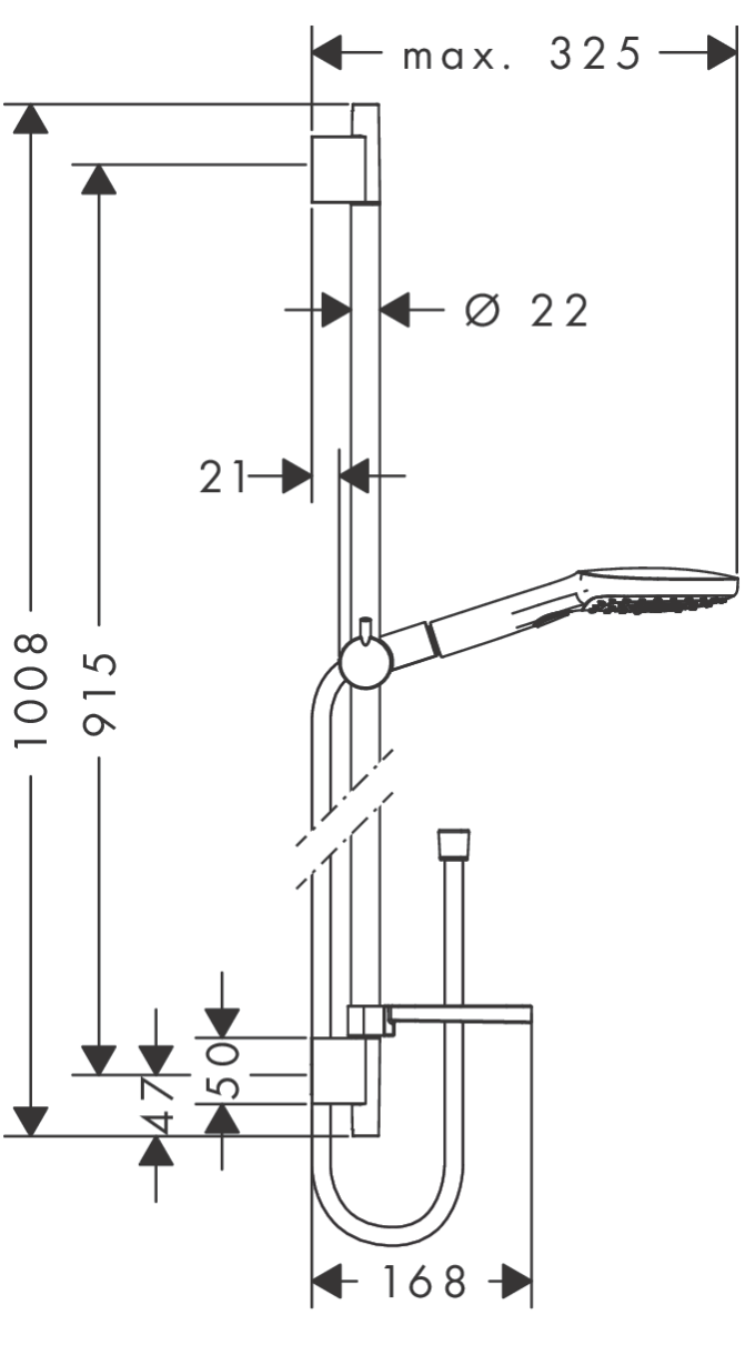 Set de douche Raindance Select E 120 mm 3 jets EcoSmart avec barre Unica'S puro 90 cm et porte-savon chromé Hansgrohe 3