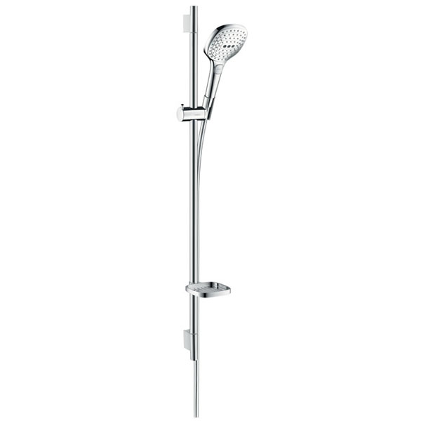 Set de douche Raindance Select E 120 mm 3 jets EcoSmart avec barre Unica'S puro 90 cm et porte-savon chromé Hansgrohe 0