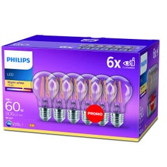 Philips, pack de 6 ampoules E27 LED transparentes 60W, blanc chaud 4