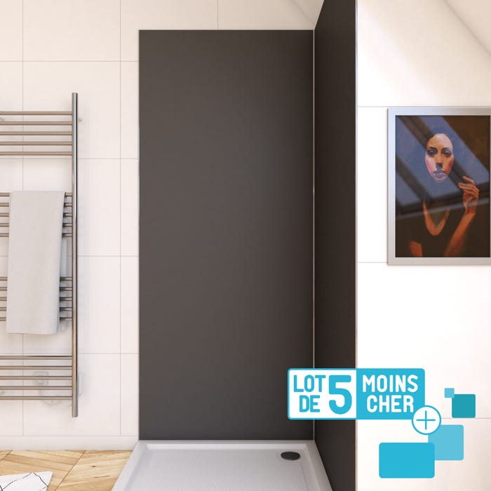 LOT de 5 Panneaux Muraux pour salle de bains en Aluminium Gris - 90x210cm - WALL'IT 0