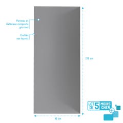 LOT de 5 Panneaux Muraux pour salle de bains en Aluminium Gris - 90x210cm - WALL'IT 3