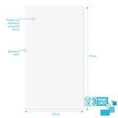LOT de 3 Panneaux Muraux pour salle de bains en Aluminium Blanc - 120x210cm - WALL'IT 3