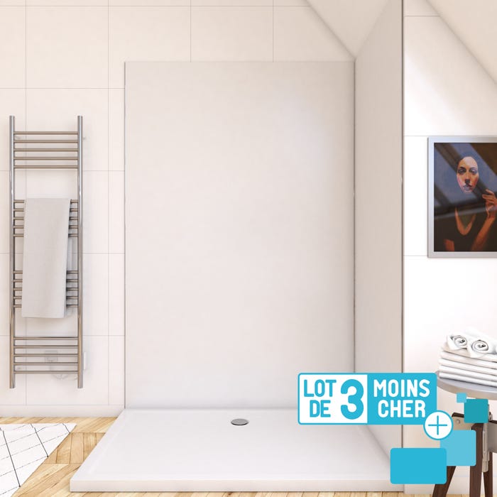 LOT de 3 Panneaux Muraux pour salle de bains en Aluminium Blanc - 120x210cm - WALL'IT 0