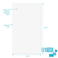 LOT de 5 Panneaux Muraux pour salle de bains en Aluminium Blanc - 120x210cm - WALL'IT 3