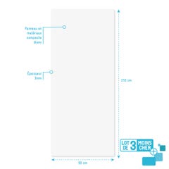 LOT de 3 Panneaux Muraux pour salle de bains en Aluminium Blanc - 90x210cm - WALL'IT 3