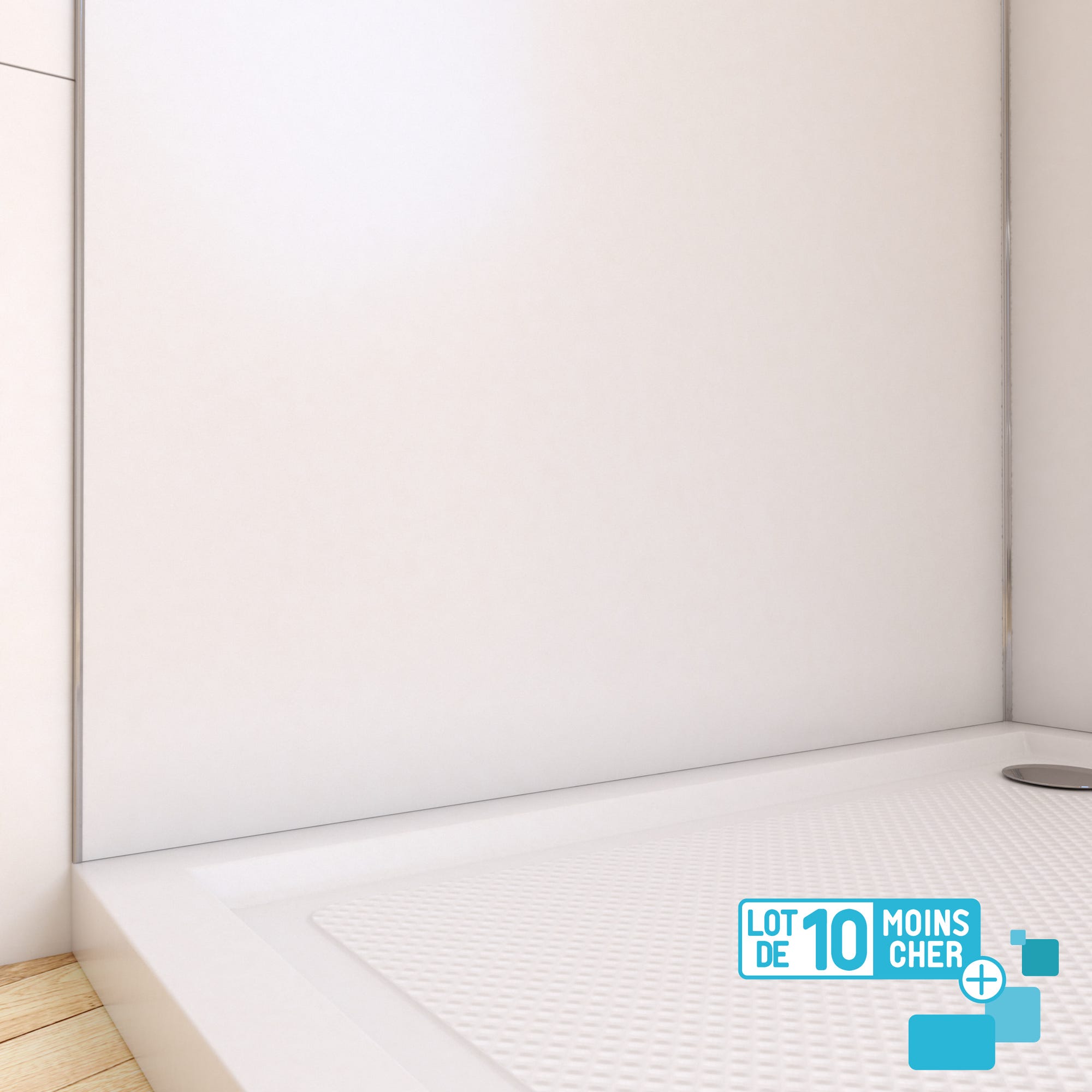 LOT de 10 Panneaux Muraux pour salle de bains en Aluminium Blanc - 90x210cm - WALL'IT 1