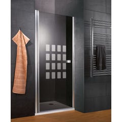 Schulte Porte de douche pivotante, profilé aspect chromé, Style 2.0, verre 5mm, décor Cubic 80 x 192 cm, anthracite anticalcaire