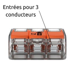 Borne de raccordement S221 COMPACT - Connexion rapide - 3 conducteurs avec leviers 6mm² - Orange - Wago 1