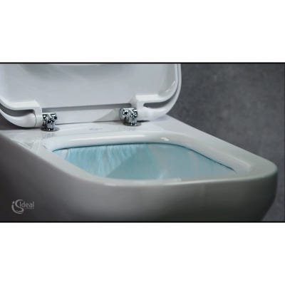 Geberit Pack WC Bâti Duofix + WC sans bride Ideal Standard Tonic II, Finition IdealPlus + Abattant softclose + Plaque blanche 1