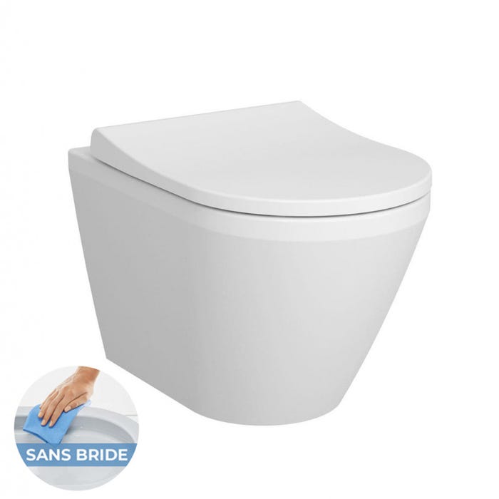 Grohe Pack WC Bâti Autoportant Rapid SL + WC sans bride Integra + Abattant softclose + Plaque chrome mat (ProjectIntegraRimless-5) 2