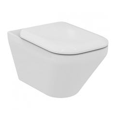 Geberit Pack Bâti-support Extra plat UP720 + WC sans bride Ideal Standard Tonic II, Finition IdealPlus + Abattant Softclose + Plaque 1