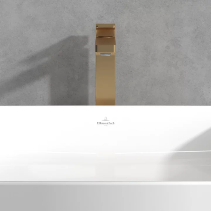 Mitigeur lavabo surélevé VILLEROY ET BOCH Architectura Square avec vidage Push Open Brushed Gold 5