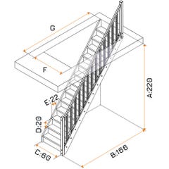 HandyStairs Escalier fermé "Basica60" - 60cm de large - 1x apprêt blanc - 10 marches (220cm)) 1